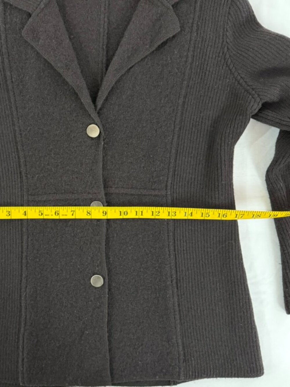 Herman Geist Women's Wool Blazer Jacket Brown Size Medium 3 Button Knit - Picture 10 of 11
